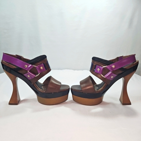 Marni Brown & Purple Platform Womens Sandals Size 36 - Picture 6 of 9
